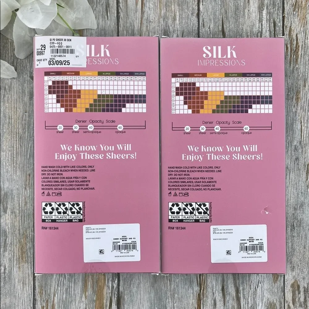 Silk Impressions Shimmer Sheer Pantyhose Stockings 30 Denier Sheer 2, 2-Packs 3X